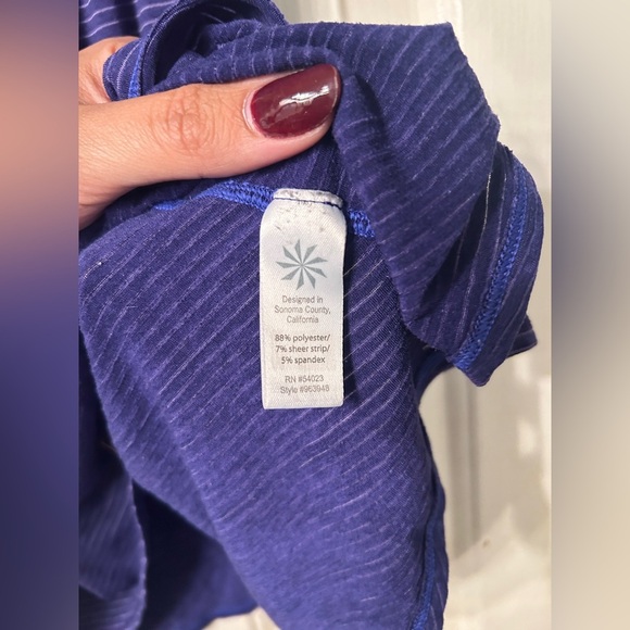 Athleta Chi Racerback Tank Shadow Stripe Blue Small - Picture 5 of 7